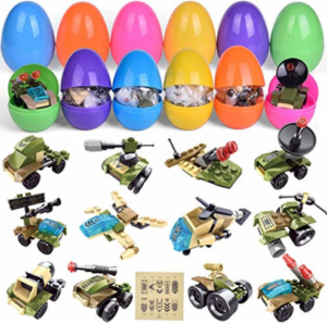 Fun Little Toys 12 Pack Easter Eggs Prefilled With Vehicle Building Blocks