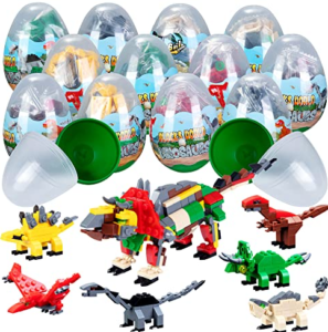 Twister.CK 12pcs Easter Eggs Prefilled With Dinosaurs Building Blocks